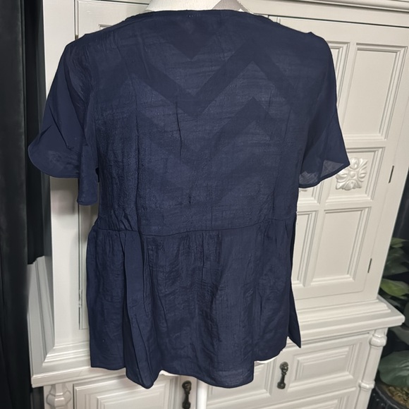 Navy Blue Nanette Lepore Blouse with Front Tie - Size M - Picture 6 of 9
